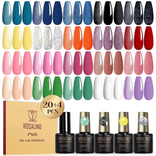 Nagellackset, 20+4 delar Klassiskt set lämpligt för alla årstider Soak Off Nagellackskit Nagelsalongset Presenter för kvinnor