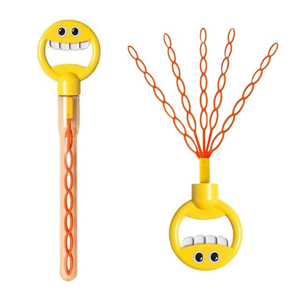 Smiley Bubble Wand med 10 förpackningar bubbelvätska* (gul)