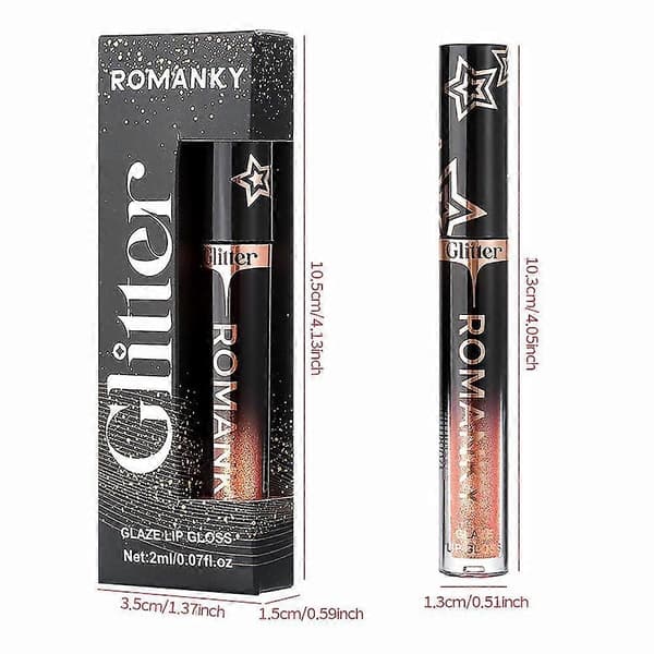 Shimmering Lip Gloss - Glittriga nyanser, ej klibbig, precis applikator, 2,3 g, 04#