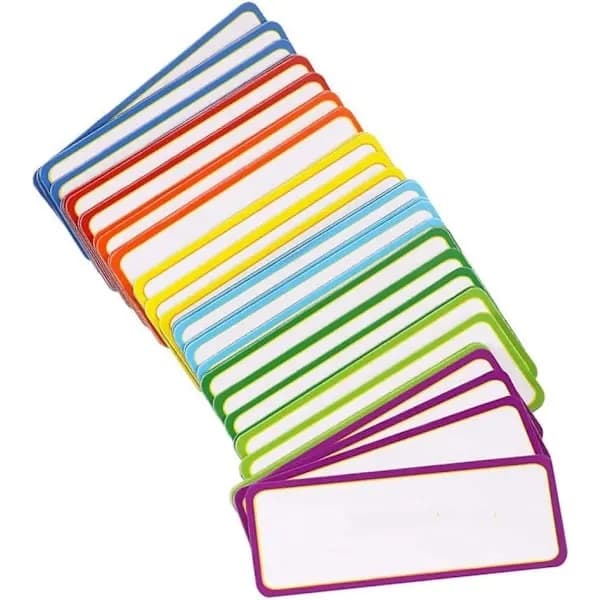 54-delade whiteboardmagneter, 9 färger - 29 x 79 mm - skrivbara magneter