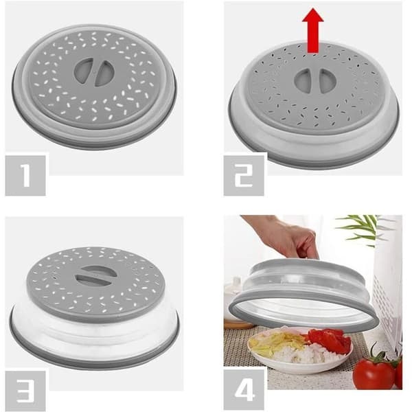 Mikrovågsugn - BPA-fritt mikrovågsskydd med ångventil och durkslag - Grå