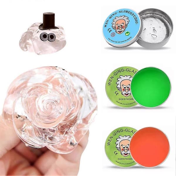 Stressavlastande leksak för barn: Färgglad Slime Crystal Clay Squeeze Game (Rosa)