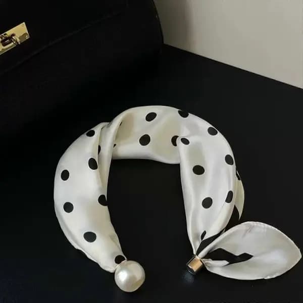 Snygg sidenscarf med säkerhetspärlor och magnetlås, damscarfaccessoar, dekorativ scarf