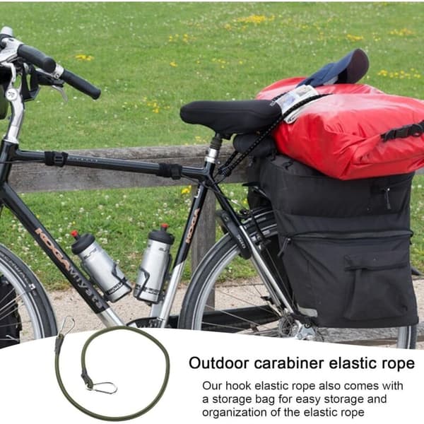 Elastisk karbinhake för utomhusbruk. Justerbar 8 mm elastisk lina med karbinhake – Elastisk lina för utomhusbruk, camping, bagage, cykelställ (90 cm)