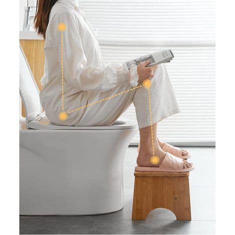 Ergonomisk toalettpall i bambu, 37 × 20 × 17 cm, 35° vinkel, halkfri dyna ingår