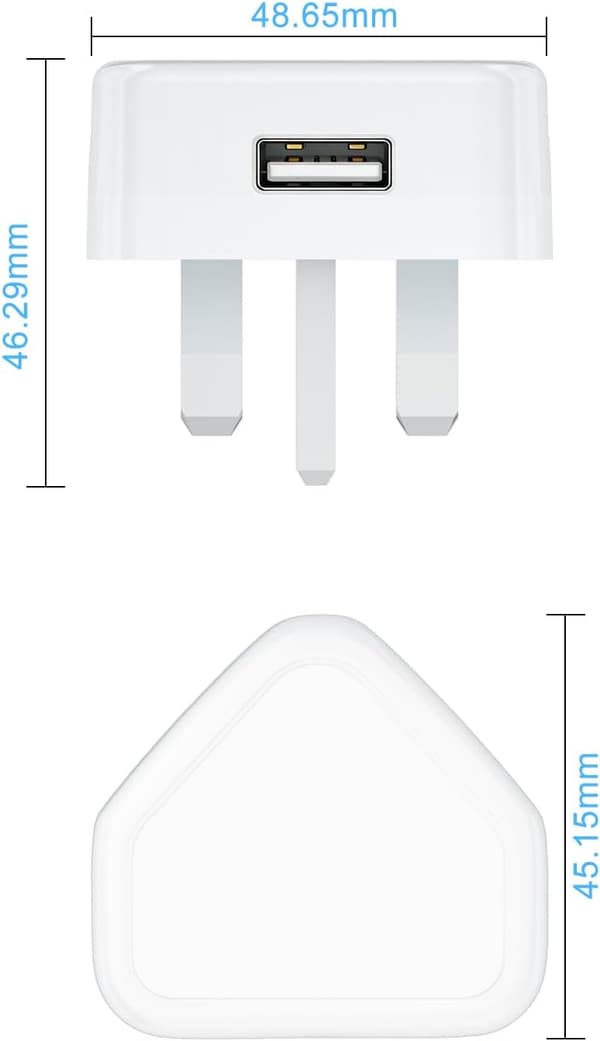 2-pack UK 5W USB-laddare, 5V 1A, kompakt, smart IC, för Apple Watch.