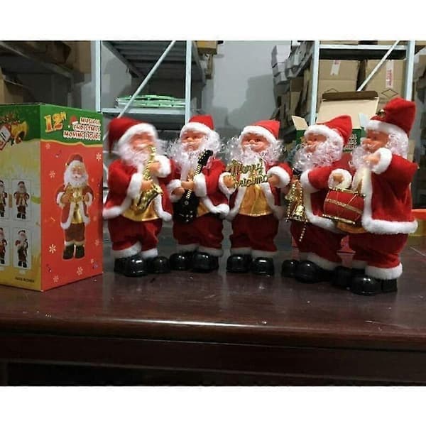 Batteridriven sjungande och dansande jultomte i plysch (batterier ingår ej)