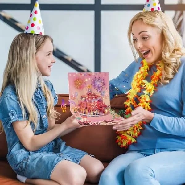 Musikaliskt födelsedagskort 3D Pop-Up-kort - Utsökt rosa present