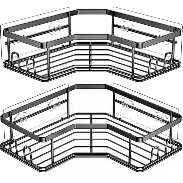 Självhäftande badrumshylla | 2-pack duschhylla utan borrning, svart