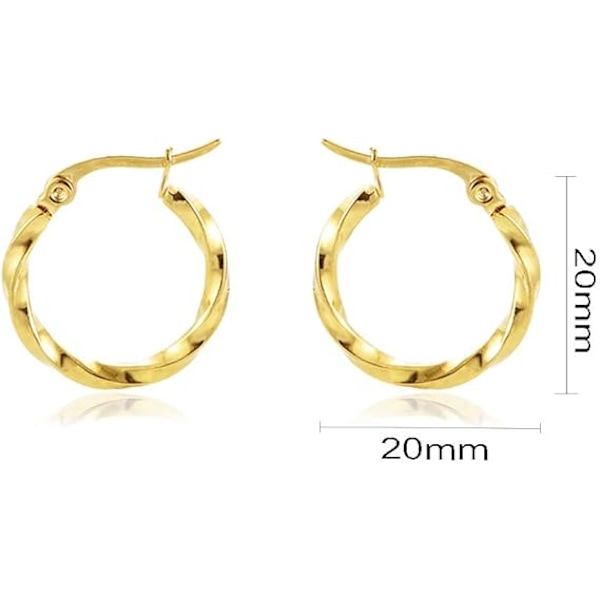 Vridna bågeörhängen för kvinnor 20 mm.