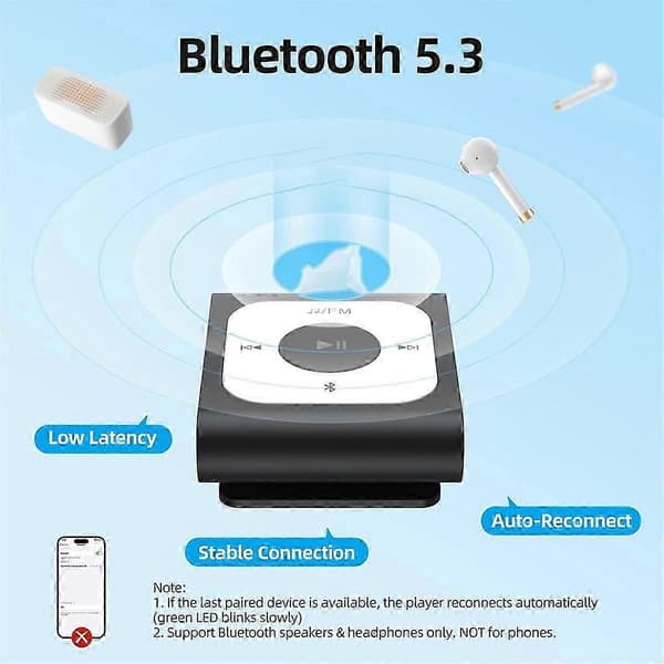 Unik 32GB MP3-spelare med klämma och Bluetooth – Officiellt standardpaket