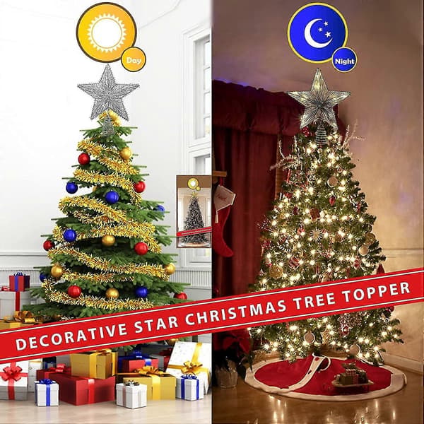 Julgransstjärna, 25 cm julgranstopp, ihålig silverdesign