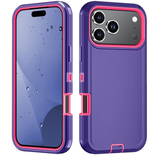 Djuplila stöttåligt pansarfodral, kompatibelt med iPhone 17 Pro Max, styvt PC+TPU-stöd bakstycke