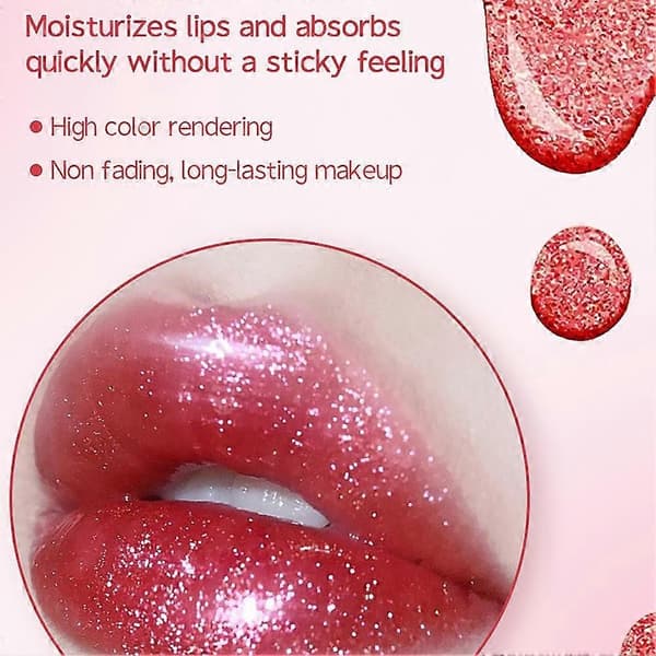 Shimmering Lip Gloss - Glittriga nyanser, ej klibbig, precis applikator, 2,3 g, 04#