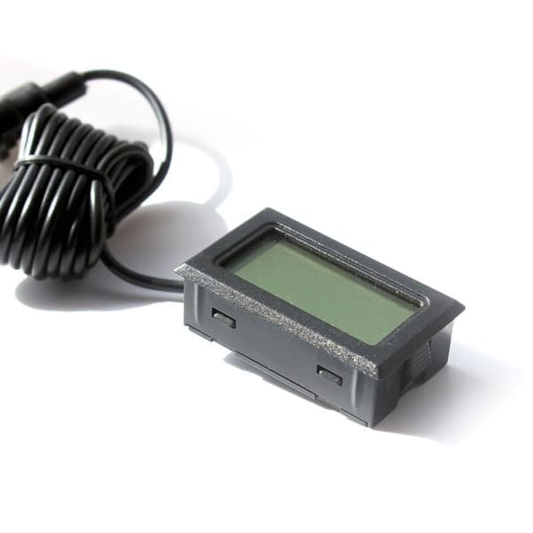 LCD Digital Tuner Inbyggd Termometer Hygrometer med Extern Sond för Inkubator Akvarium Fjäderfä Reptil Svart