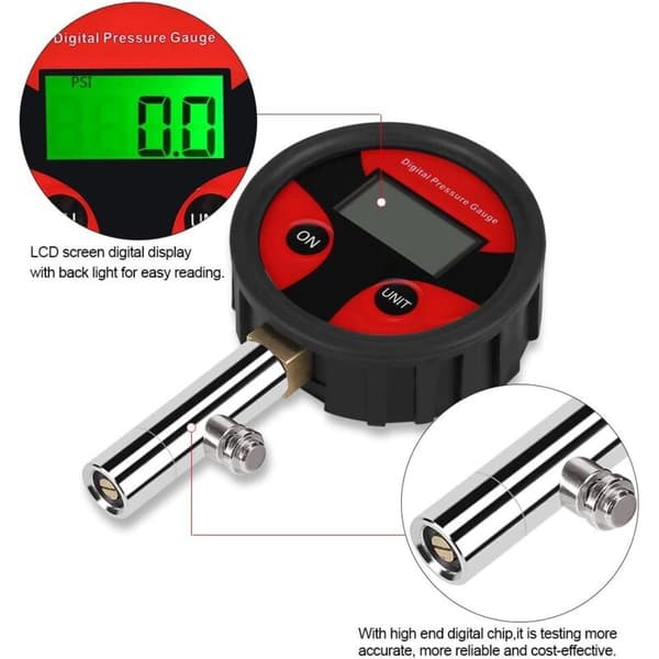 Digital däcktrycksmätare, högprecisionsmätare 0-200 PSI för bilar, lastbilar och motorcyklar.