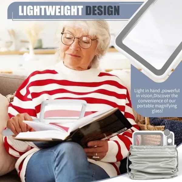 4x LED-förstoringsglas - Uppladdningsbart och hopfällbart, perfekt för personer med nedsatt syn.