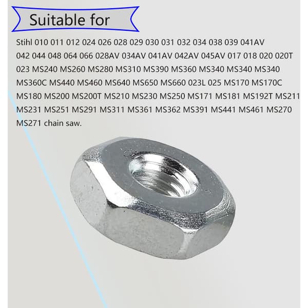 Förpackning med 8 universella M8 kedjemuttrar. Ersättningsmutter för kedjeskydd för STIHL MS240 MS260 MS251 MS271 MS280 MS290 MS310 MS340 MS360 MS380 MS381.