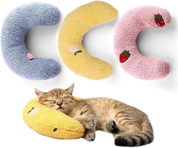 Kattkudde, nackskydd, U-format katthuvudstöd, lämplig för inomhusbruk av kattungar, rosa.
