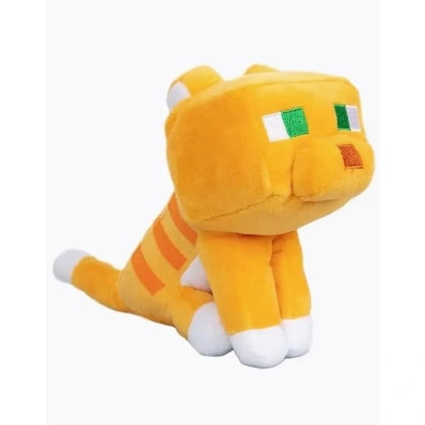 Randig kattplyschleksak, gul, 23 cm katt