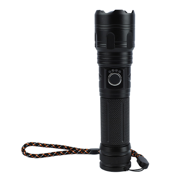 Teleskopisk Ficklampa Super Ljus Lång Räckvidd Batteriindikator Aluminiumlegering USB Ficklampa för Utomhus Camping