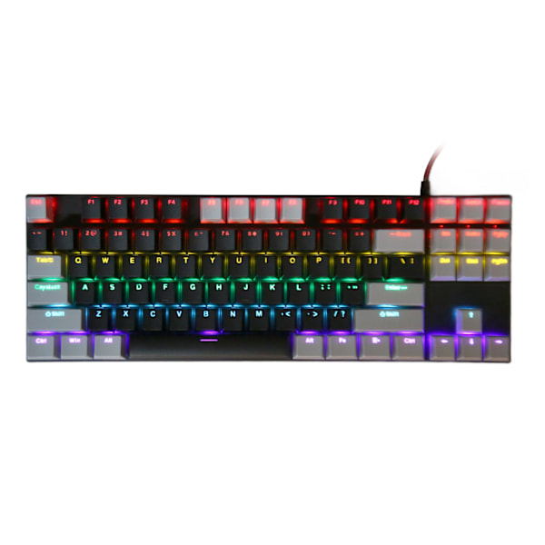 Mekanisk Tastatur 87 Taster Blå Kontakt RGB Baggrundsbelyst Kontrastfarve Ergonomisk Kablet Tastatur til Laptop Desktop PC Kablet Sort Grå
