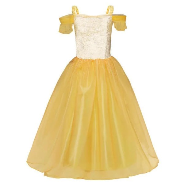 Belle Princess Dress Beauty and the Beast Princess Dress + 7 extra tillbehör En överraskningspresent till prinsessan