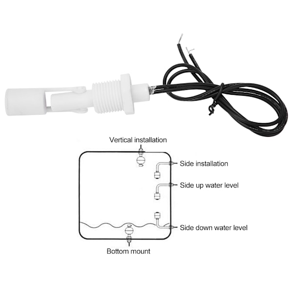 Valkoinen PP-muovi kelluva tasosensori - 2 kpl - 1/2 tuuman NPT-kierre - DC0-110V