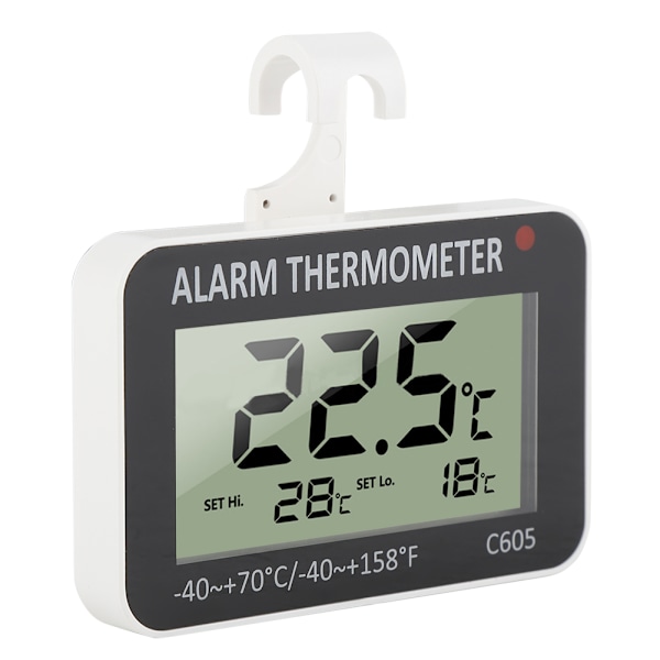 Digital kjøleskaps-alarmtermometer - LCD-skjerm, temperaturmåler for kjøleskap og fryser