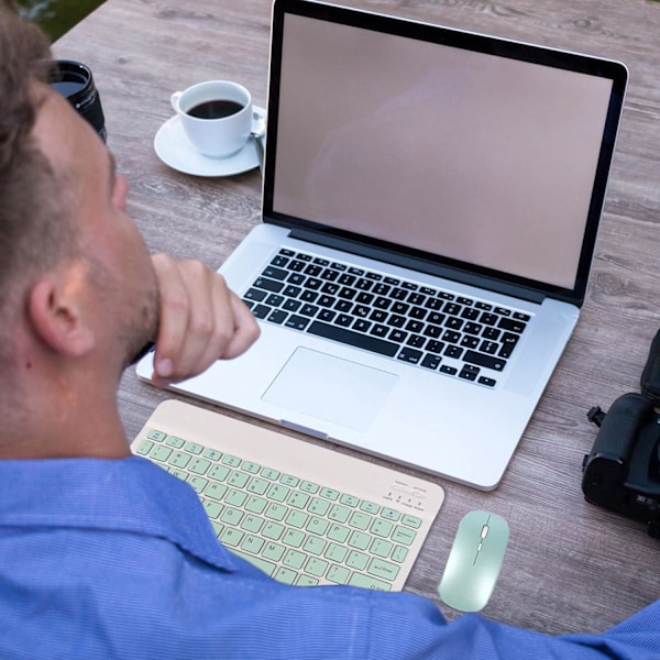 Bluetooth Trådlöst Tangentbord och Mus Combo, Ultratunn Ergonomisk Liten Uppladdningsbar Bluetooth Tangentbord Mus Set för Apple iPad iPhone green