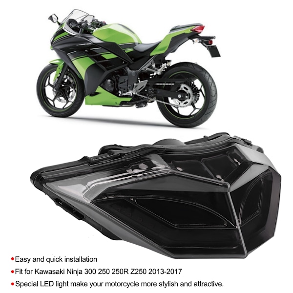 Moottoripyörän takavalo vilkuilla jarruvalo Sopii Ninja 300 250 250R Z250:lle (sininen punainen valo)