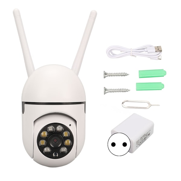 Sikkerhedskamera 1080P HD 2.4GHz WiFi 2-vejs Opkald Bevægelsesalarm Smart Kamera til Husholdning 100 til 240V EU Stik