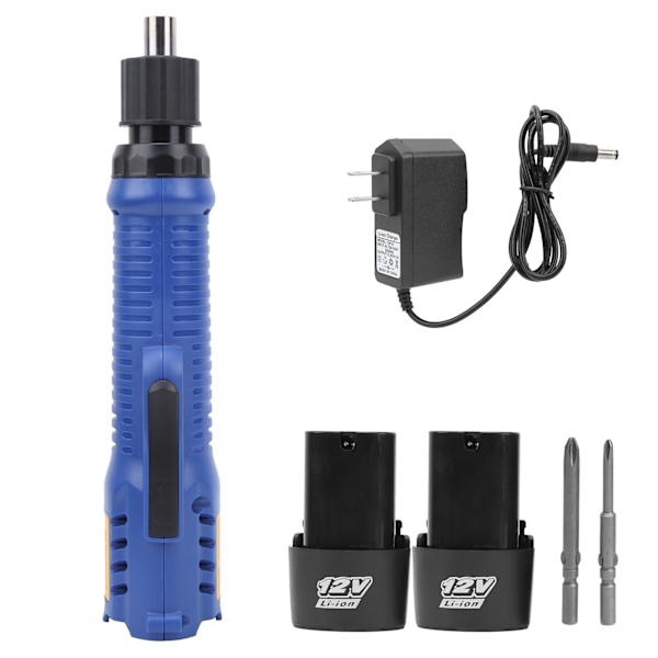 Sladdlös multifunktionell elektrisk skruvmejsel 12V med justerbar vridning och 2 Lipo-batterier (US-kontakt 100-240V)