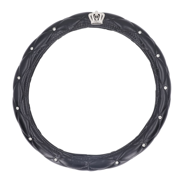 Bilrattskydd PU-läder Söta dekorationer Universal Fit Rattskydd Svart 38cm
