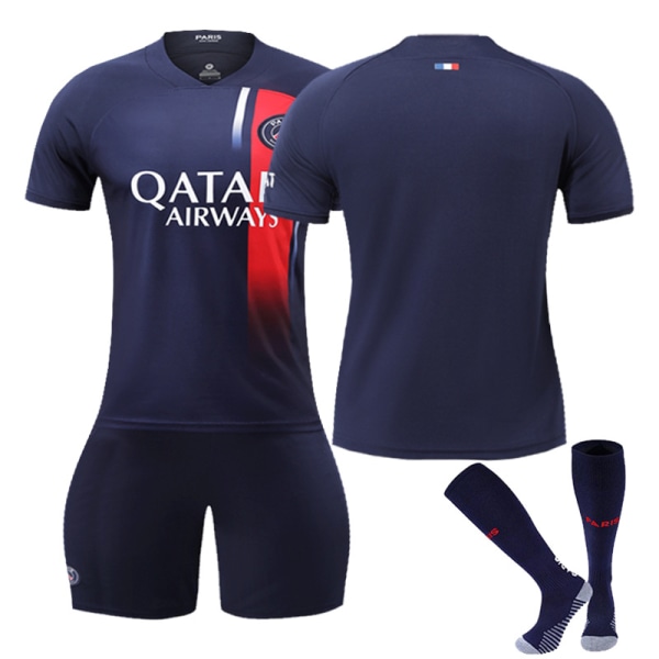 Paris fotbollströja Set Barn Ungdom Vuxen Mbappe/Messi/Neymar T-shirt tröja No number 16(90-100cm)