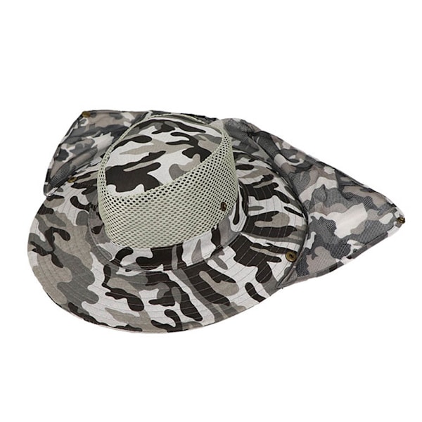 Bucket Hat Fishing Sun Protection Outdoor Fishing Cap Camouflage White Grey