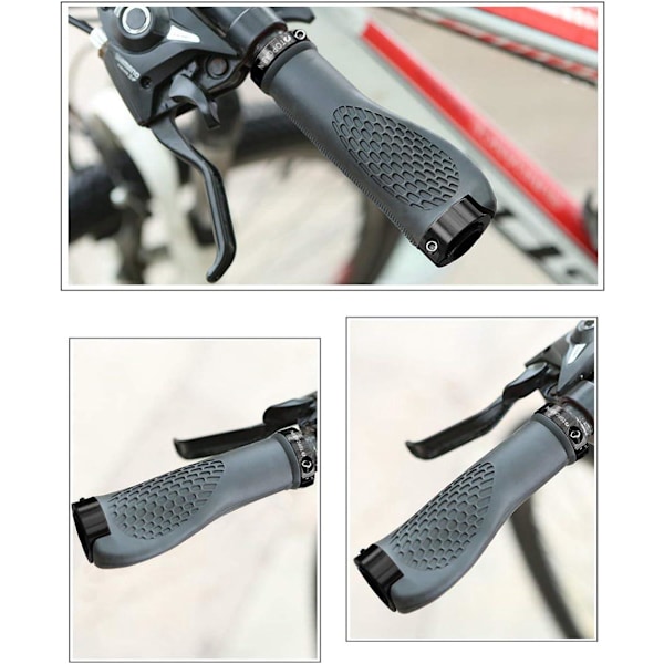 Sykkelstyre, ergonomisk design sykkelstyre utvidet gummisykkelstyre med aluminiumslegering låsegrep black