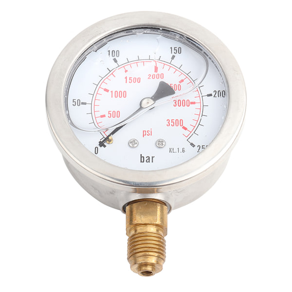 Tarkka hydraulinen paineenmittauslaite - 0-250 bar / 0-3750 PSI, G1/4-liitäntä, 63 mm kellotaulu