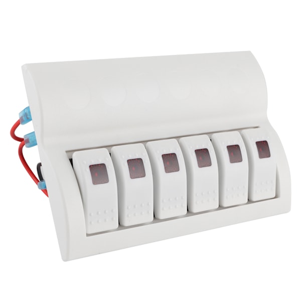 6 Gang Rocker Switch Panel Afbryder med LED-indikator til Marine Båd Yacht Bil RV