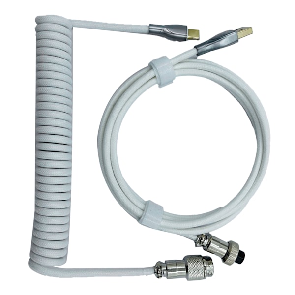 Speltangentbords Kabel Professionell Inrullningsbar Robust Kontakt Spiralformad Tangentbords Kabel för Mekaniskt Tangentbord Vit