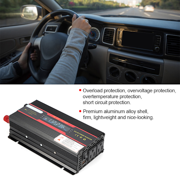 1000W bilspenningsomformer transformator 12V til 110V LCD-skjerm