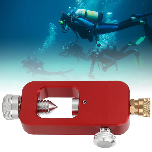 Scuba Diving Adapter - 8mm Syrebehållare Koppling med Tryckmätare för Snorkelutrustning (Röd)