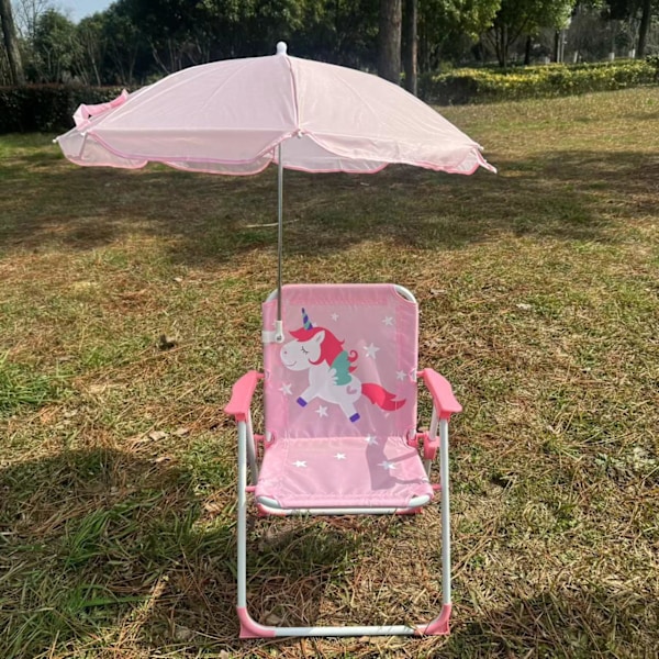 Campingstol med solskjerm, egnet for barn over 3 år, lett og kompakt, egnet for strand, camping, reise pink