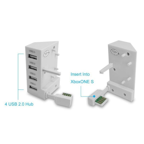 4-ports USB-hub for Xbox One S - ElecGear USB-utvidelsesadapter, laderutvidelse, splitter med LED-indikator for Microsoft Xbox One Slim-konsoll