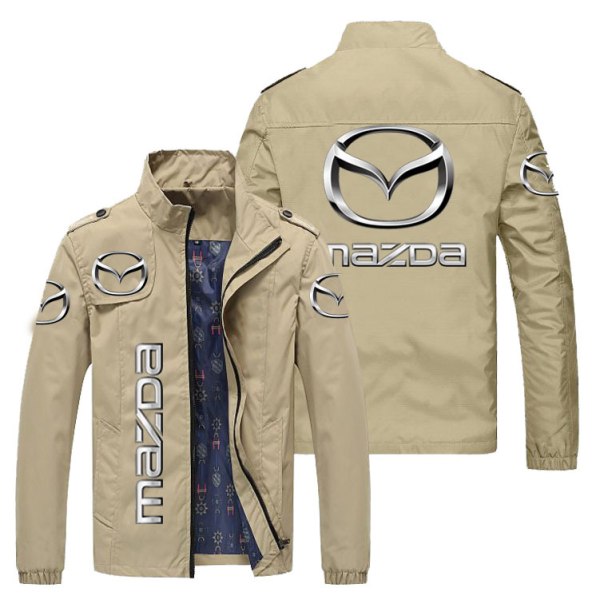 Baseballjacka för män Uniform huvtröjor för Mazda Casual Print Cykeltröja Mandarinkrage Sport Cardigan Coat XL