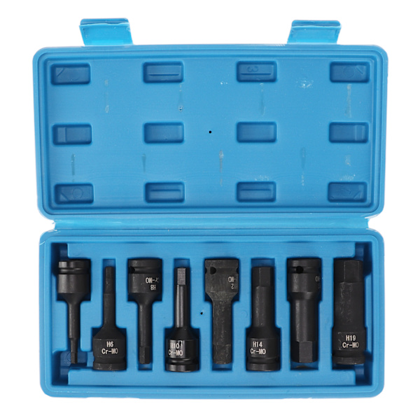 8 stk 1/2-toms sekskantpipesett H5 til H19 CR‑V Impact sekskantpiper Universal for kjøretøygressutstyr