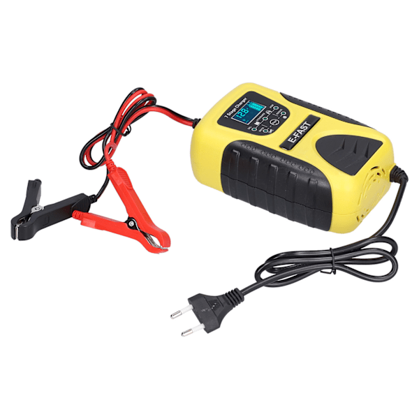 Automatisk batterioplader 7-trins 12V 7A LCD-skærm pulsreparationsfunktion til bilplæneklipper motorcykel EU 100-240V