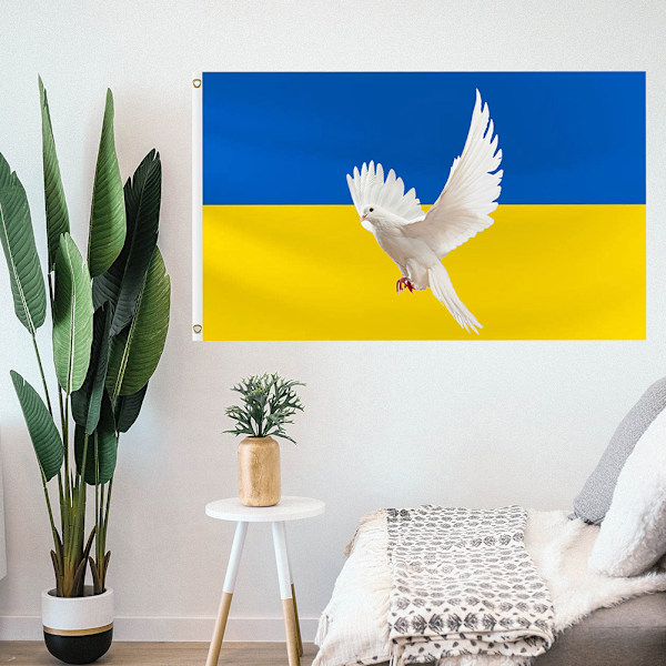 Ukrainska Flaggan Fredens Duva Flagga 3 x 5 Ft Ukrainska Flaggbanner Polyester Ukrainska Fredsflaggor med Mässingöglor