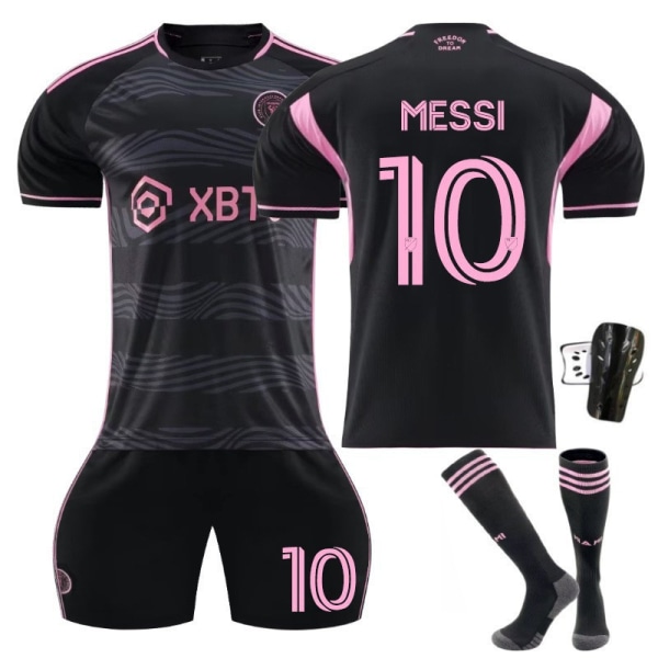 Fotballdrakt New Messi-trøye Inter Miami Ungdoms Bortedrakt for menn No. 10 + socks + shin pads 28(150-160cm)