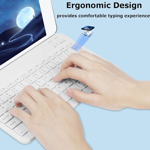 Bluetooth Trådlöst Tangentbord och Mus Combo, Ultratunn Ergonomisk Liten Uppladdningsbar Bluetooth Tangentbord Mus Set för Apple iPad iPhone white